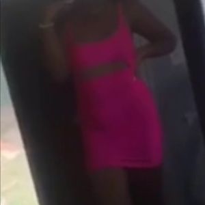 Hot pink front slit dress (fashion nova)